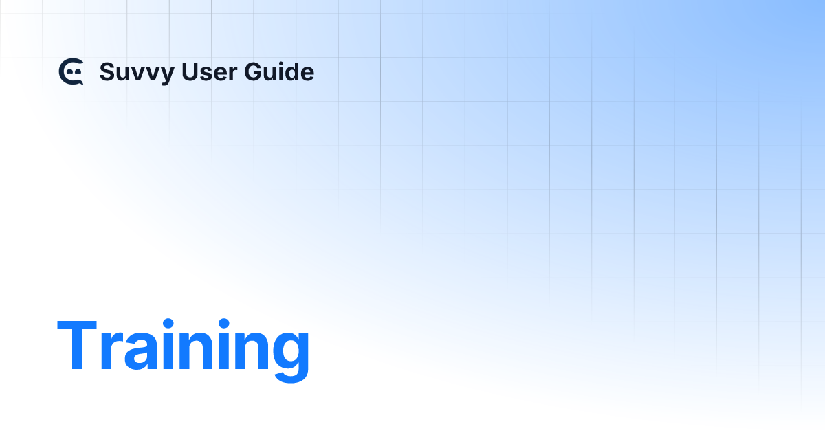 Training suvvy user guide